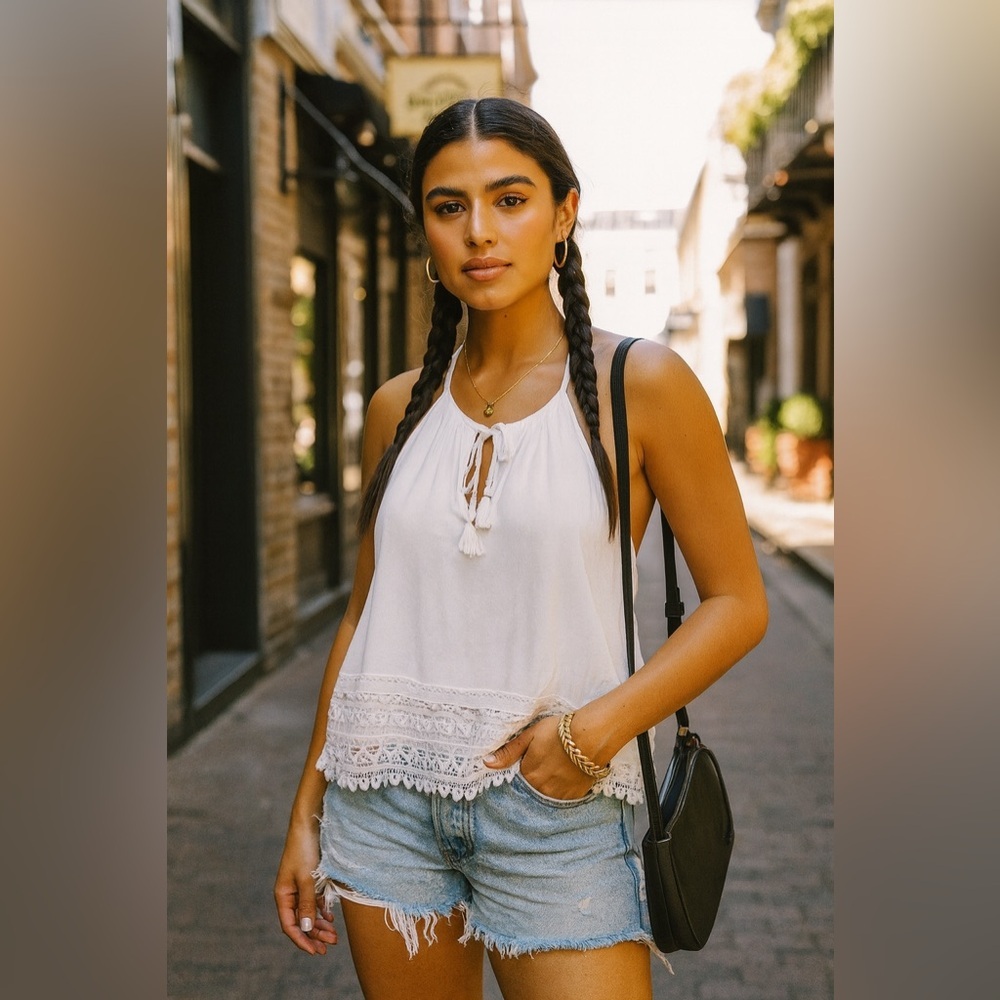 🚨 3 for $25 - ABERCROMBIE Lace Tassel Tank Top